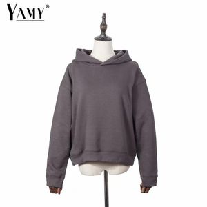 Felpe con cappuccio da donna felpe autunno vintage donna coreana con cappuccio pullover Kawaii manica lunga ritagliata abiti invernali carini 2021