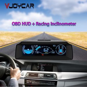 VJOYCAR 2021 mais novo 2in1 Car HUD Inclinômetro Speed ​​Sweed Inclinação Obd2 Gauge RPM Temp Temp. Relógio de compasso do velocímetro do medidor de GPS