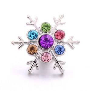 Varietà Pezzo di fiocco di neve con strass Chiusura 18mm Bottone a pressione Charms in zircone Bulk per scatti Fornitori di risultati di gioielli fai-da-te Regalo di Natale