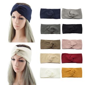 Women Cross Knitted Headband Winter Warmer Ear Bandanas Hairbands Wide Turban Bandages Cozy Soft Headwrap Band Hair Accessories
