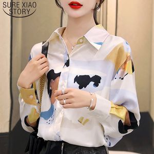 Korean Loose Long Sleeve Women Blouses Blusas Mujer De Moda Autumn Fashion Slim Print Plus Size Shirts 6962 50 210510