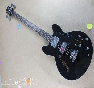 2021 Seller Arrival Strings Semi Hollow Black Jazz Bass High Quality Guitar Factory In Stock