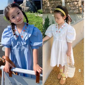 Le ragazze vestono i vestiti estivi della ragazza del bambino Vestiti della neonata Vestito elegante della principessa Vestito di colore blu Abbigliamento Bambini 210715