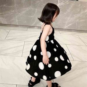 Summer Girls Dress Simple Cool Style Styl Polka Dot Sling Beach Baby Kids Clothing Odzież dziecięca 210625