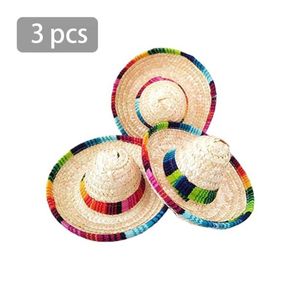 Chapéus de festa PCSset palha natural mexicana chapéu mini sombrero chá de bebê decoração de menino de mesa de combate