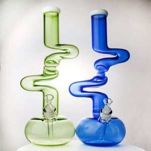 Unico inebriante Narghilè Big Beaker Bong in vetro Diffuso Downstem Tubi dell'acqua con giunto femmina da 18 mm con molte curve