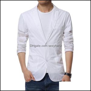 Mens Suits & Blazers Clothing Apparel Blazer Spring And Summer Casual Pure White Small Suit Thin Breathable Sunscreen Jacket Fashion Trend D