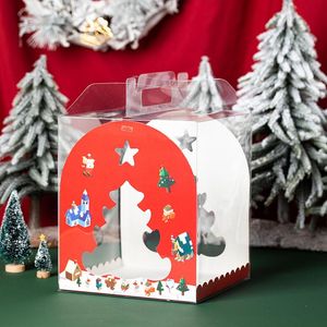 Gift Wrap 5pcs Christmas Pastry Cake Box Chocolate Bag Handmade Cookie Candy Packing Cardboard Boxes Bakery Packaging