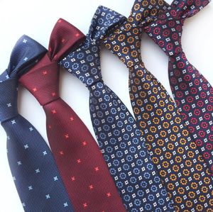 8 cm band för män polyester jacquard vävt bröllopsklänning slips mode pläd cravate affärs smala skjorta tillbehör