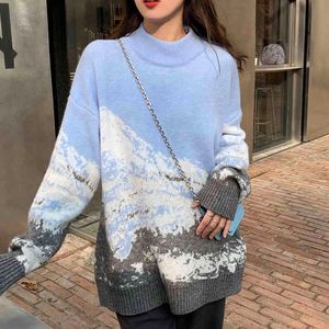 autumn winter korean style loose Snow Mountain Sweaters thick warm Knitted Sweaters and pullovers womens (C8202) 210423