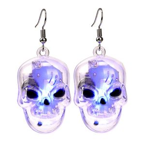LED Light Up Halloween Pumpkin Earrings Party Supplies Gothic Dangle Drop Skeleton Glow Earring for Women Men Decor Props Jewelry