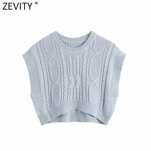 Frauen Casual Twist Häkeln Kurze Strickweste Pullover Weibliche Chic O Hals Ärmellose Pullover Crop Weste Tops SW831 210420