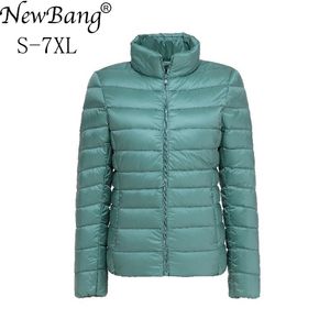 Bang Brand Donne Down Coat Plus Size Ultra Light Jacket Women 6XL 7XL Leggero Portatile Portatile Ferrofile Feather Outwear 210923