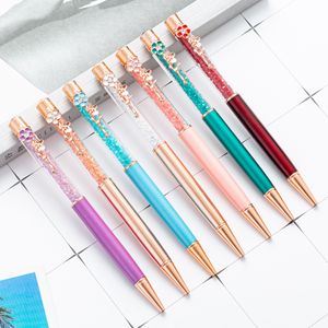 Novas penas de quatro folhas de folhas BLING BLING BLING Little Crystal Metal Pens Escola Escola Escrita Fontes de Negócios Papel Papelaria Estudante Presente