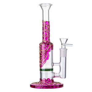 Renkli 9 inç Düz Tipi Başlık Cam Bongs 14mm Kadın Ortak Nargile 3mm Kalın OD 20mm Su Boruları Petek Perc Yağı Dab Rigs Bowl WP533 ile