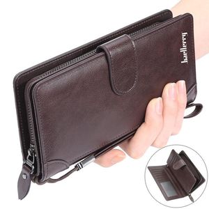 Carteiras Grande Capacidade Bolsa de Embreagem Homens de Couro Zíper Celular Longo Negócios Carteira Homem Carteira Cartão Titular Masculino Bolsa