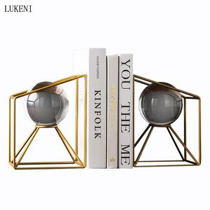 Ljus lyx europeisk stil enkel kristall boll transparent glas dekorationer studie rum dekoration Bookends böcker förlita sig 210414