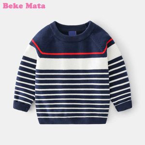 Beke Mata Baby Boy Sweter 2021 Jesień Paski Toddler Tops Pullover Bawełna Dzianiny Dzieci Swetry Dla Chłopców Dzieci Odzież Y1024