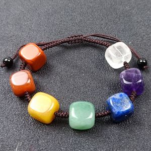 7 Yoga-Kristallsteine, Heilung, handgefertigt, geflochtenes Seil, Charm-Armbänder, origineller Stil für Frauen und Mädchen, verstellbarer Punk-Perlenschmuck