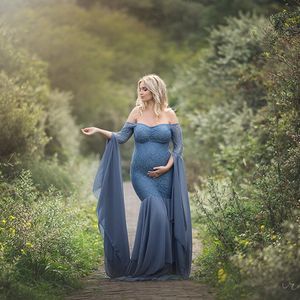 Без бездомных платьев для беременных Фотографии реквизит сексуальная раскол со стороны макси платье для беременных длинные беременности платье фотосессии 2022 горячая