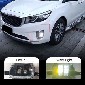 2PCS LED Daytime Running Lights For Kia Carnival 2014 2015 2016 White DRL 12V Driving Fog Heading Lamp Waterproof