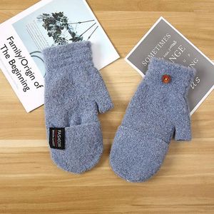 Calymel Frauen Flip Halbfinger Handschuhe Thermal Verdicken Fäustlinge Herbst Winter Handwärmer Gestrickte Weiche Geschenke