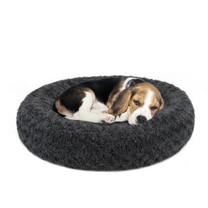 ケネルペン猫犬マットローズベルベットラウンドベッド冬の暖かいペット用品小型犬のドーナツベッド