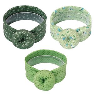 3PCS 2021 SpringBabys Headbands with Green Floral Round Dot for Active Baby Newborn Mini Donut Band Soft Elastic Hair Accessory