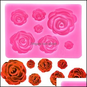 Bakeware Kitchen, Dining Bar Home Garden1Pc 3D Rose Flower Shape Sile Stampo per sapone Torta al cioccolato Fatto a mano Fai da te Fondente Pasticceria Decor Baking Mo