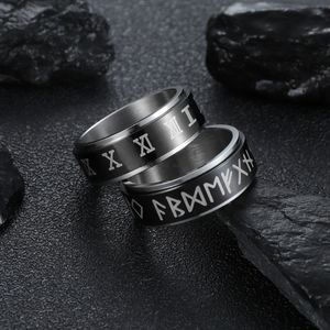Rotertable Reduced Pressure Ring Band Finger Roman Siffror Viking Letter rostfritt stålringar för män Kvinnor Modesmycken Will och Sandy