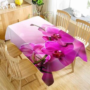Tischdecke mit Orchideenblüten, waschbares Tuch, verdickter rechteckiger Oxford-Tisch für Hochzeit, anpassbare Größe 100 x 140 cm/140 x 200 cm, 210626