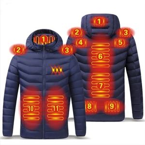 11加熱ベスト洗えるUSB充電電気暖房暖かいジャケット制御温度屋外キャンプハイキングS-6XL 210923