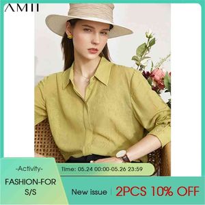 Minimalism Spring Summer Women's Shirt Offical Lady Solid Lapel Loose Blouse Causal Tops 12140377 210527