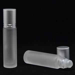 Bottiglie di profumo di oli essenziali in vetro smerigliato da 10 ml con sfera in vetro/acciaio inossidabile