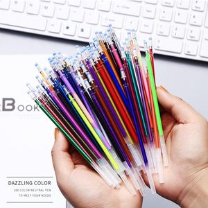 Refills 100pcs/bag 0.7mm Multicolor Gel Pen Set Replaceable Colorful Flash Glitter For Writing DIY Painting Graffiti