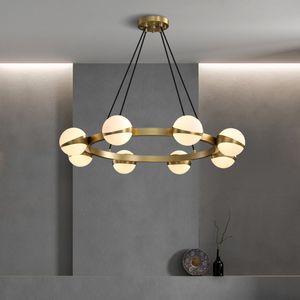 Lâmpadas de candelabro de cobre nórdico para sala de estar quarto moderno bola de vidro luminária de luz dinning casa interior interior