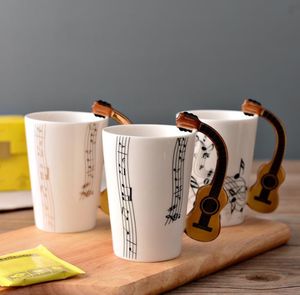 Canecas 30 pçs / lote novidade estilos musica nota guitarra copo cerâmico personalidade suco de leite caneca de café home home office drinkware sn