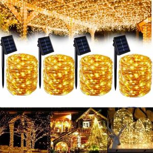 300led Solar String Fairy Lights Vattentät Utomhus Garland Solströmslampa Julljus för trädgårdsdekoration 8 lägen 211104