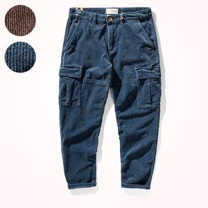 Wholesale pants worn for sale - Group buy Men s Pants Autumn And Winter Corduroy Casual Men s Worn Looking Washed out Stretch Loose Straight Multi Pocket Cargo