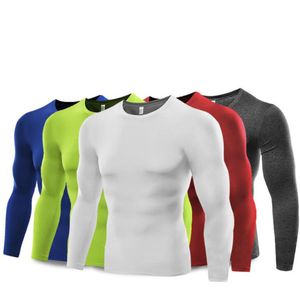 Koszulki męskie koszulki z długim rękawem Długie rękawów Szybki suchy Rashgard Rashing T-shirt Siłownia Fitness Tee Koszula