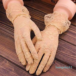 Lace Gloves For Women Driving Sun Protection Short Sexy Ladies Elastic Dress Party Prom Costume Mittens Gifts Five Fingers