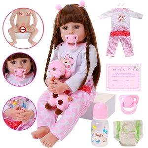 56CM Full Body Silicone Reborn Baby Doll Toy For Girl 22 pollici Neonato Princess Bebe Bathe Toy Regalo di compleanno Soft Touch Real 220315