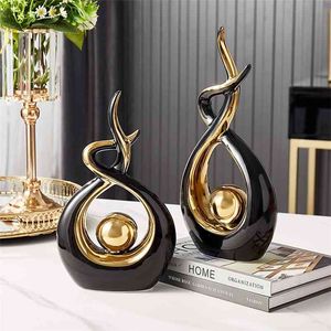 Home Decoration Ceramic Abstract Sculpture Minimalist Style Office Desk Decoration European Living Room Decoration Accessories 210727