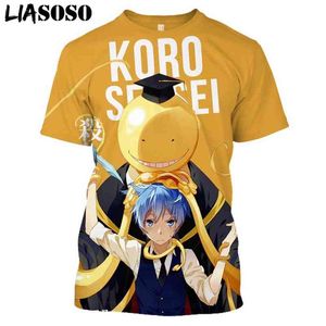 LIASOSO 2021 T-shirt Männer Frauen 3D Drucken Unisex Anime Ermordung Klassenzimmer Shiota Nagisa Luffy Anzug Streetwear Harajuku T-shirt G1222