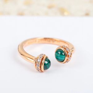 2022 Klasyczne pierścienie Diamonds Pierścień Style Pierścień z Diamond Malachite Stone Designer Bijoux Bijoux dla Lady Flower Shape Wedding Party PS4905