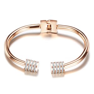 Luksusowy Rose Gold Color Crystal Bransoletki dla Kobiet Mankiet Bransoletka Biżuteria Bransoletki Wysokiej Jakości Bransoletka Pulseiras Q0717