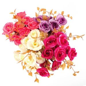 Dekoracyjne kwiaty Wieńce 1 Bukiet 7 widelców 14 głowa Simulatio Rose Sztuczne 30 cm Perski Jedwabiu Kwiat Party Wedngia Walentynki Deco