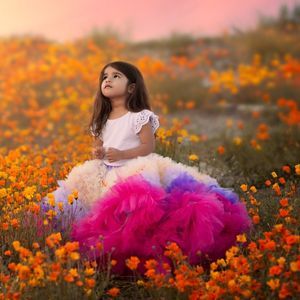 Bunte Rüschen für Kinder, Petticoat, Tüllröcke, bis zur Wade, gestufte Kinderröcke, Erstkommunion-Kleider, Geburtstags-Fotoshooting-Rock, Blumenmädchen-Kleid, Unterwäsche