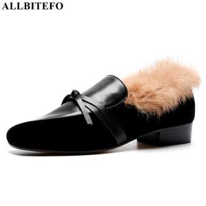 ALLBITEFO high quality genuine leather women heels winter warm plush fashion sexy high heel shoes brand bw design high heels 210611