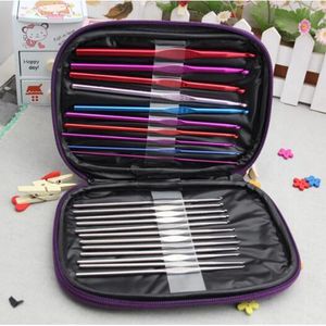 100sets/lot 22pcs Aluminum Crochet Hooks Needles Knit Weave Stitches Knitting Craft Case